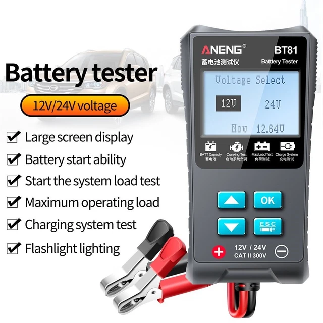 Car Battery Tester Charging Circuit Tester Battery Volt Analyzer 12V/24V 1700CCA