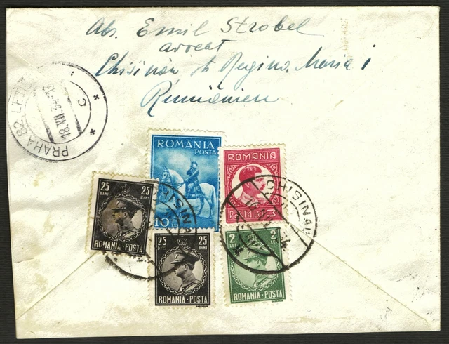 Romania  CZECHOSLOVAKIA 1934 Par Airplane letter to KARLOVIVARY - KARLSBAD