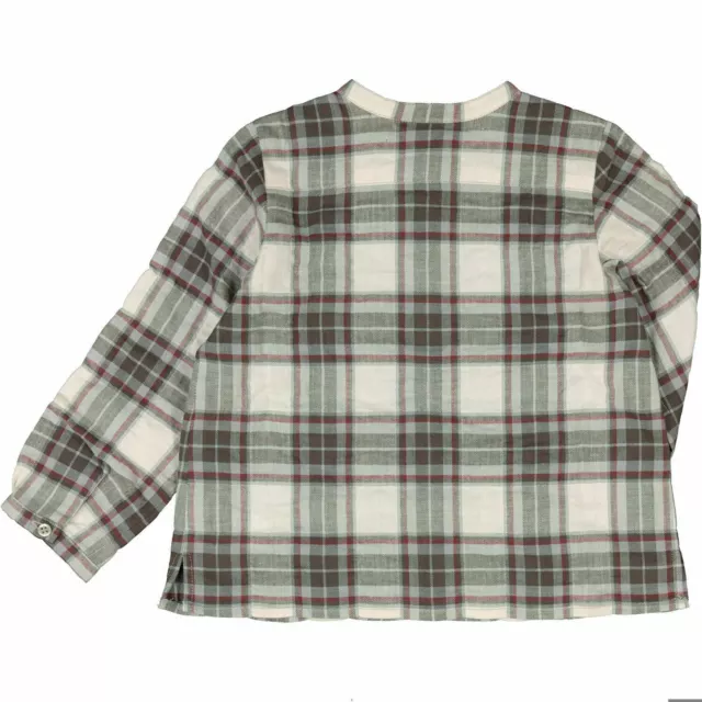 BONPOINT Baby Girls' Long Sleeve Checked Shirt Top, White/Red/Grey,18 months 2