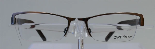 OWP Design 1640 Braun Silber Brille Brillengestell HalbRand Damen Herren NEU