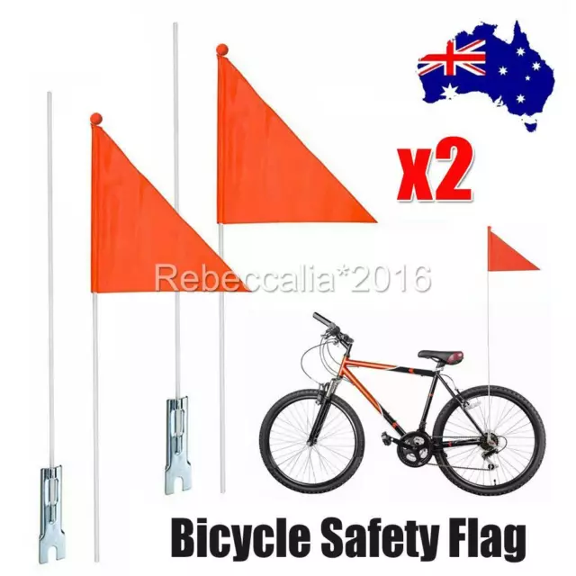 2PCS Orange High Visibility Safety Flag 150cm Kids Bike Recumbent Bicycle Pram D