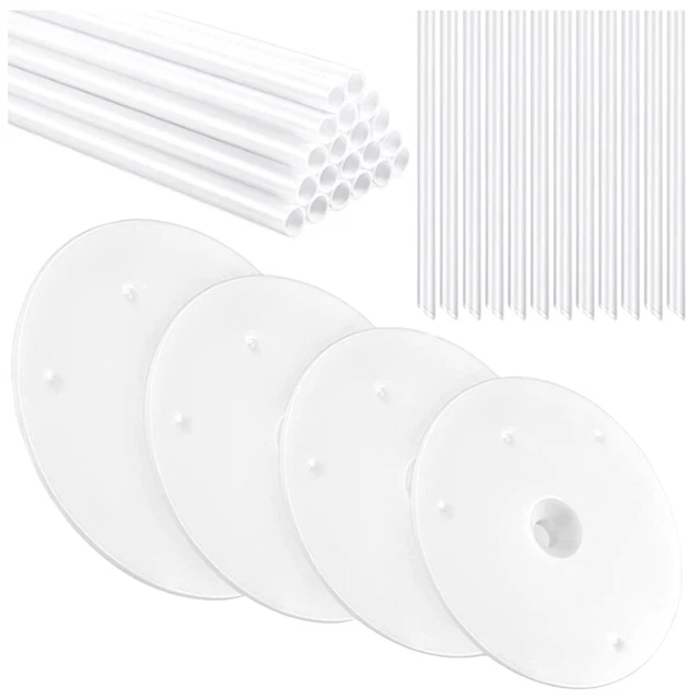 Juego de 36 varillas de plástico para pasteles y palos para pasteles blancos soporte R O6D3