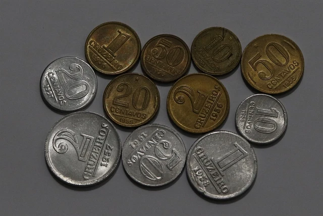 🧭 🇧🇷 Brazil 1950'S CURRENCY ALL HIGH GRADE B58 #21 SS28