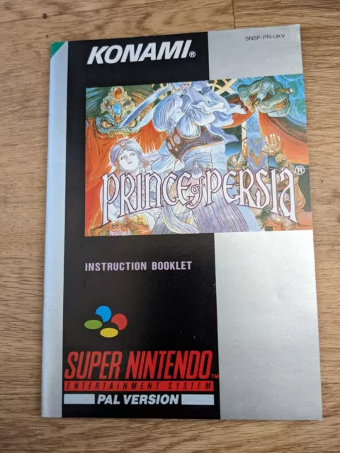 Prince Of Persia SNES Super Nintendo Instruction Manual Booklet UKV