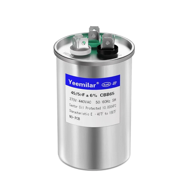 60uF 370/440VAC CBB65 Motor Run Capacitor – Oil-Filled, 5x2 Inches – Unbranded