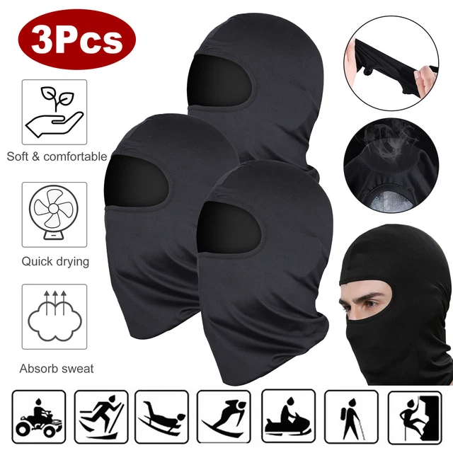 3 Pack Sturmhauben Kopfhaube Halswärmer atmungsaktiv Motorrad Sturmmaske Sport