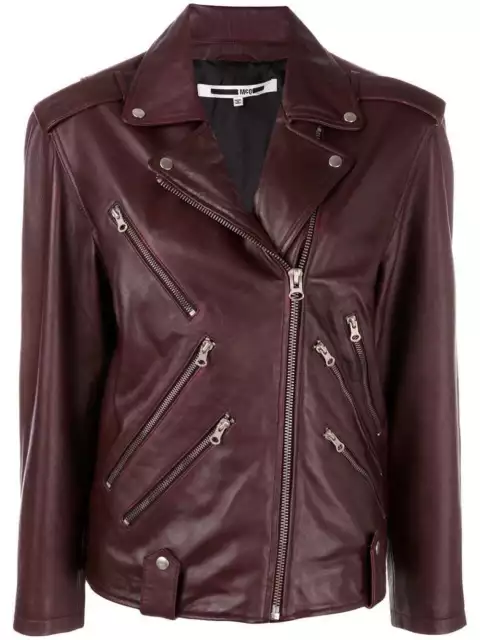 RRP £650 womens MCQ ALEXANDER MCQUEEN LEATHER BIKER JACKET size IT 42 UK 12 '