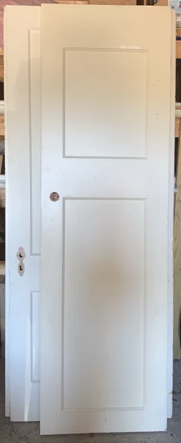 VTG Antique Pantry Closet Solid White Wood 2 Panel Door Crystal Knob Reclaimed