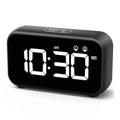 HOMVILLA Réveil Numérique LED avec Fonction Snooze 2 Alarmes Rechargeable USB...
