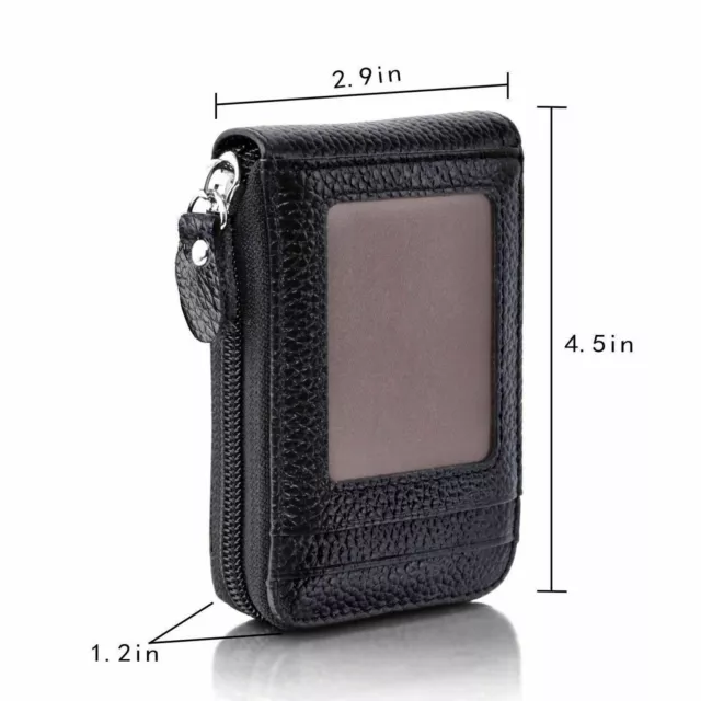 Men Genuine Leather RFID Blocking Thin Wallet Credit Card Holder Zipper Pocket 6