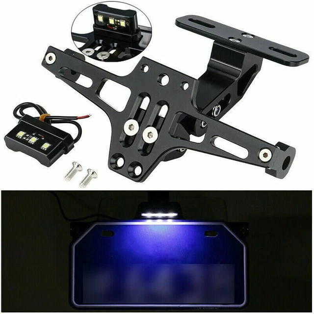 Eliminateur D'aile Moto Avec Support Plaque LED - Universel CNC Aluminium, Noir, Garantie 1 An