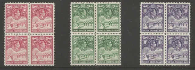Turks & Caicos Is Sg203-5 The 1938-45 Gvi Top Values In Superb Mnh Blocks C£435+