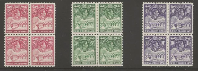 Turks & Caicos Is Sg203-5 The 1938-45 Gvi Top Values In Superb Mnh Blocks C£435+