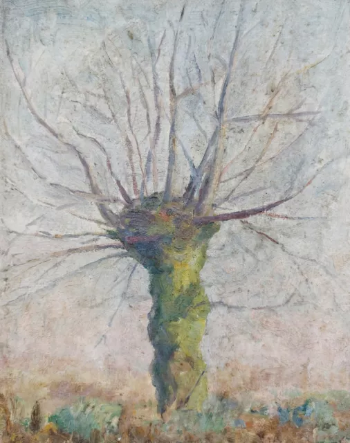 tableau ancien étude arbre 1900 début XXème paysage à identifier huile carton