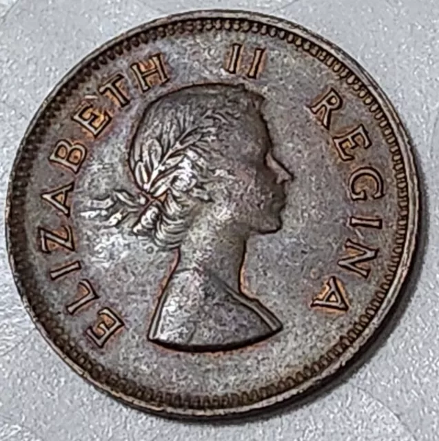 South Africa / Half (½) Penny Coin 1957 (Queen Elizabeth Ii) (Apartheid Era)