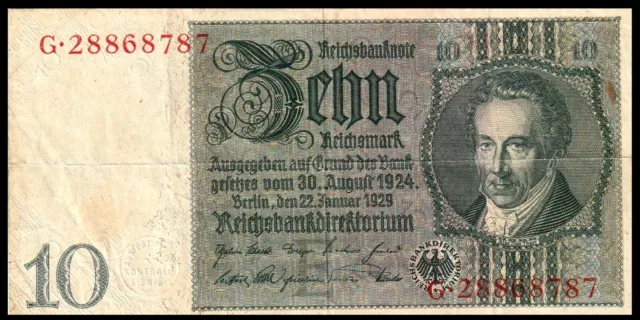 🙂 🙂 ALEMANIA 10 REICH MARCO 1924/1929, ¡Imperio alemán! "REPÚBLICA DE WEIMAR"" PRE-DE"