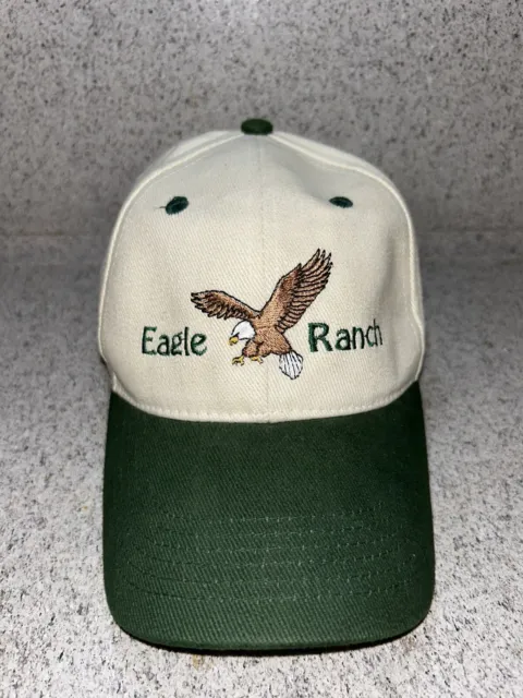 Eagle Ranch Strapback Hat off White And green embroidered Baseball Cap