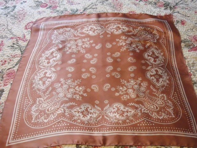 Sciarpa vintage, design stile paisley marrone chiaro/bianco