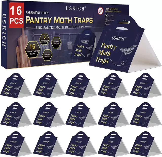 Moth Traps for Pantry Moths, 16 Pack Kitchen Moth Traps with Pheromones Prime, N