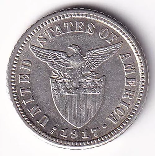 1917-S US Philippines 10 CENTAVOS United States of America Silver Coin Z6