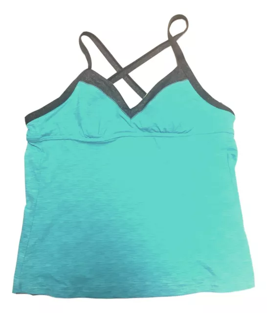 Tek Gear Size Small Turquoise Green Space Dye Open Apron Back Tankini Top NEW