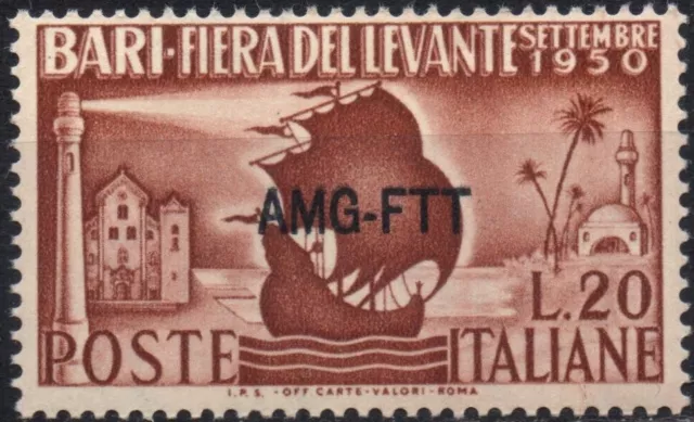 TRIESTE ZONA A AMG-FTT 1950 - MNH* 20 lire Fiera Levante Bari Sas 80 #S#XTR