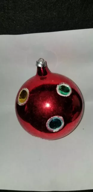 Vintage 1954 Germany Jumbo Mercury Glass Indent Indented Christmas Ornament Ball