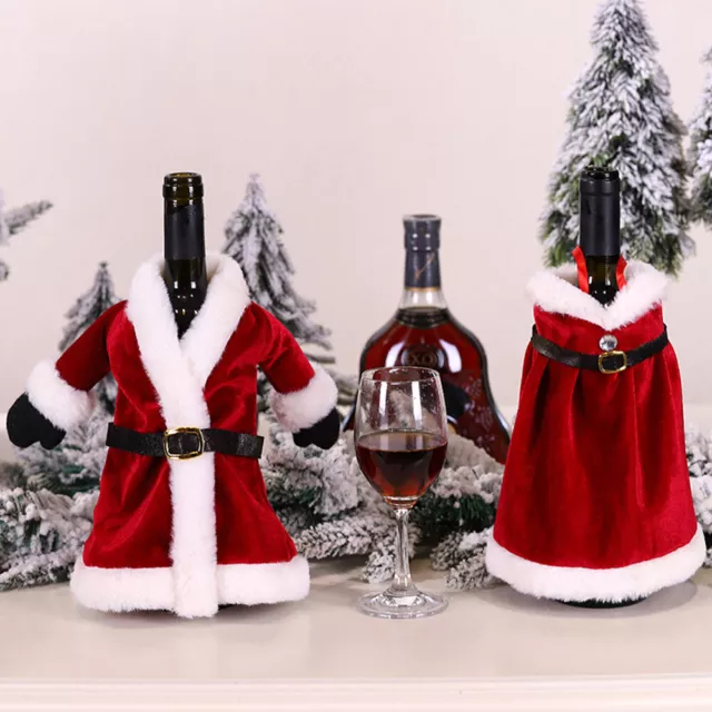 2 Pack Christmas Wine Bottle Cover Santa Claus  Dress Christmas Decorations