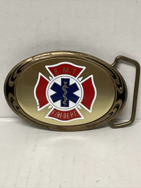 1988  Brass Belt Buckle Ambulance Emergency Medical Services EMT.