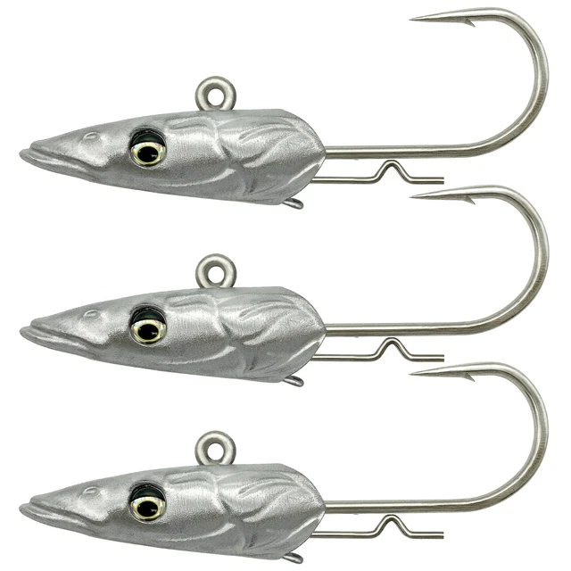 Savage Gear Sandeel V2 Jighead - 3 Jigköpfe, Bleikopf zum Meeresangeln, Jigkopf