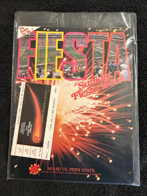 Miami Vs Penn St Natl Championship Fiesta Bowl Jan 2 87 Program Ticket Nice M150