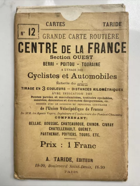 c 1920s Map Grande Carte Routiere Centre De La France No 12 Section Ouest