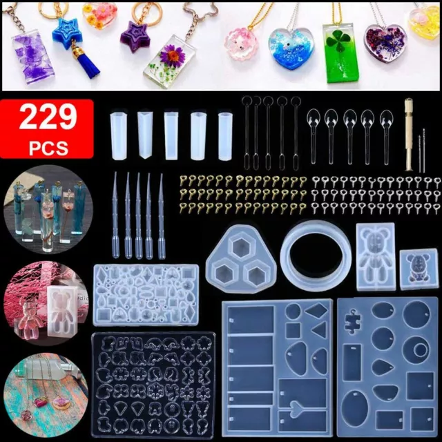 229x Epoxidharz Formen Set Resin Silikonform Harz Gießform DIY Schmuck Anhänger