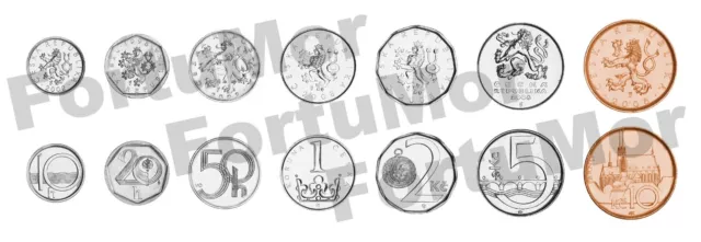 CZECH REPUBLIC UNC 7 COINS SET, 10 20 50 Haleru 1 2 5 10 KORUN 1999 2012