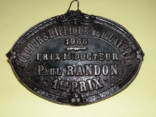Plaque De Concours Hippique - 5ème Prix - Étrier Hippique Crestois 1968