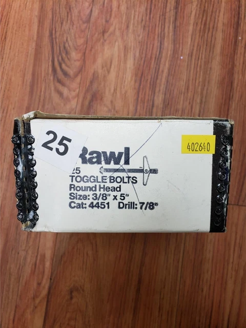 Rawl 4451 3/8 X 5 Powers Round Toggle Bolt Zinc Plated (25 Pieces)