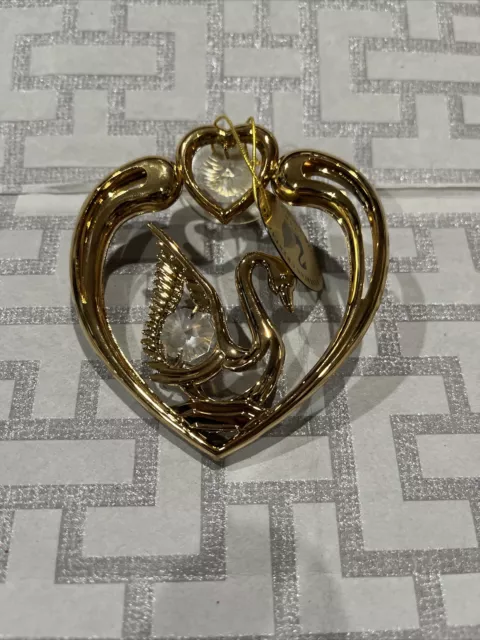 Austrian Crystal Bird Swan Heart Sun Catcher 24K GP by Mascot