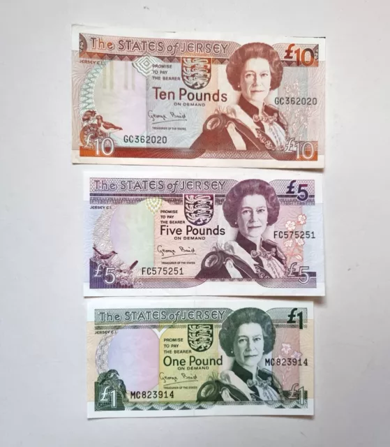 Jersey - £1 + £5 + £10 Banknotes