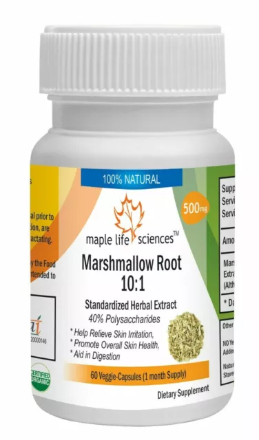 Marshmallow Root 10:1 Extract Capsules Althaea Officinalis 40% Polysaccharides