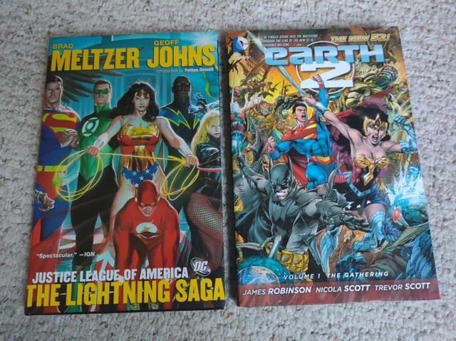 DC Comics HC Lot x3 SIGNED: Justice League Lightning Saga + Earth 2 +Superman!!! 3