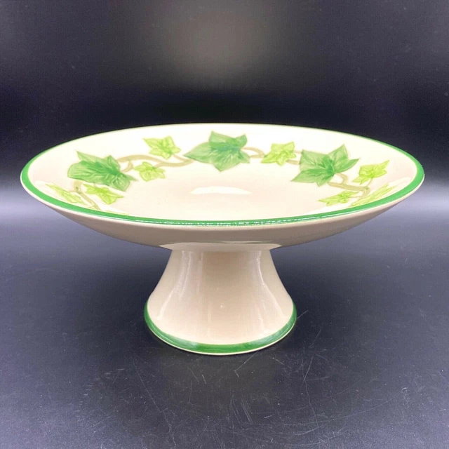 Vintage 1950s Franciscan Ivy American Round Compote Majolica Pottery Leaf