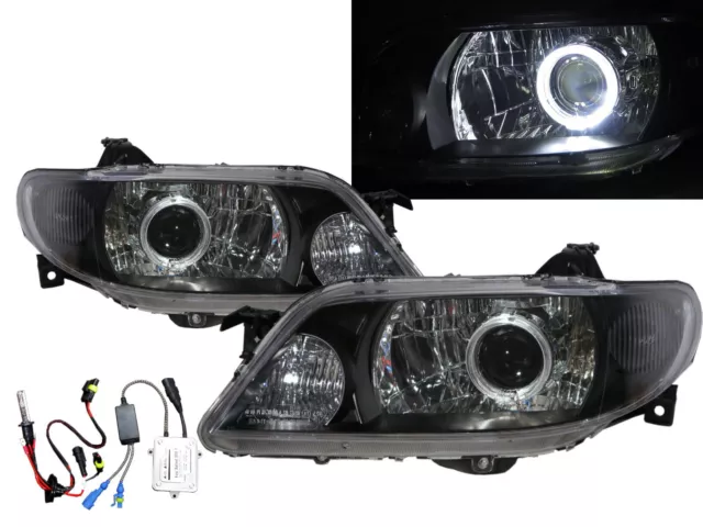 323 BJ MK8 01-03 Guide LED Angel-Eye HID Feux Avant Phare Black for MAZDA LHD