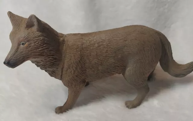 1998 Brown Gray Fox Wolf figure resin plastic toy 6"