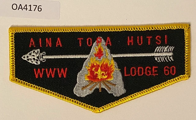 Boy Scout OA 60 Aina Topa Hutsi Lodge Yellow Border Flap
