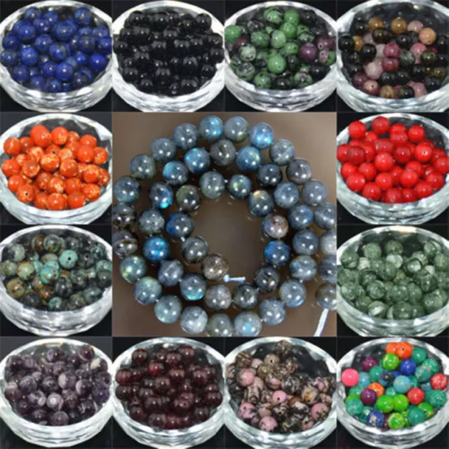 Wholesale Lot Natural Stone Gemstone Round Spacer Loose Beads 4MM 6MM 8MM 10MM
