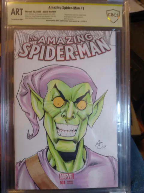Amazing Spider-man 1 2015 Greg Kirkpatrick Green Goblin sketch CBCS Comic Art