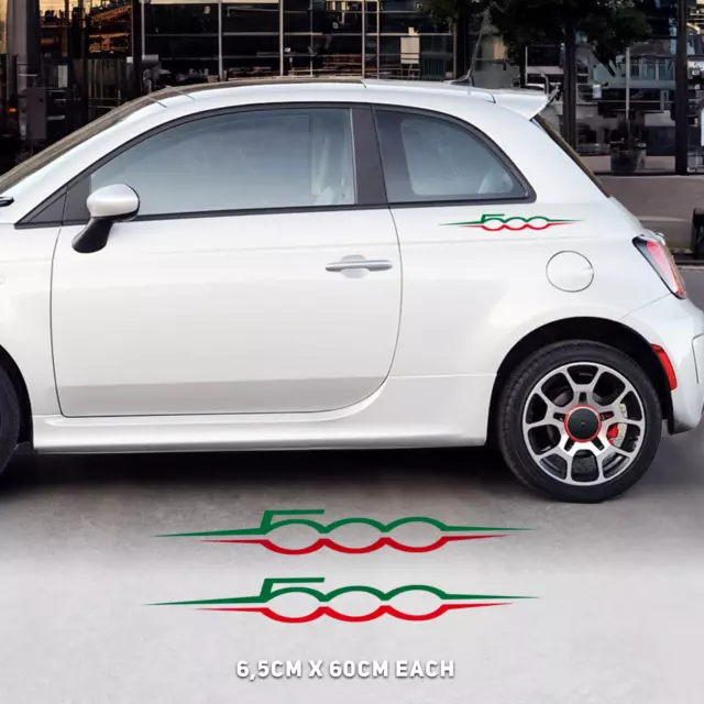 Side Decals For Fiat 500 Racing Stickers Pair