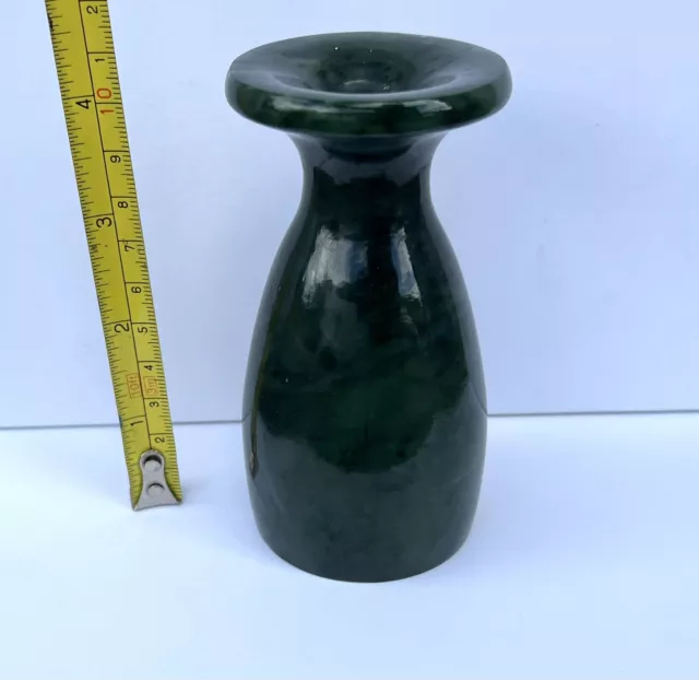 Genuine GREEN JADE NEPHRITE VASE 4” Tall Vintage Russian Siberian Jade