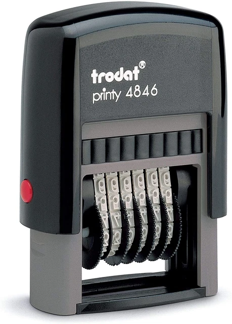 Trodat .125" X .6875" 6 Digit Self-Inking Numberer Rubber Stamp (Black)