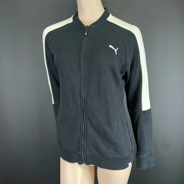 Felpa Puma Way 1 16 Donna Nera Cerniera Piena Tasche Collo Crew Felpa Attiva